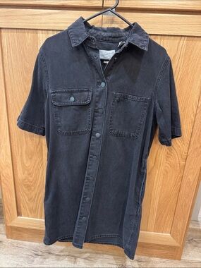 Universal Thread Black Short-Sleeve Button Mini Dress